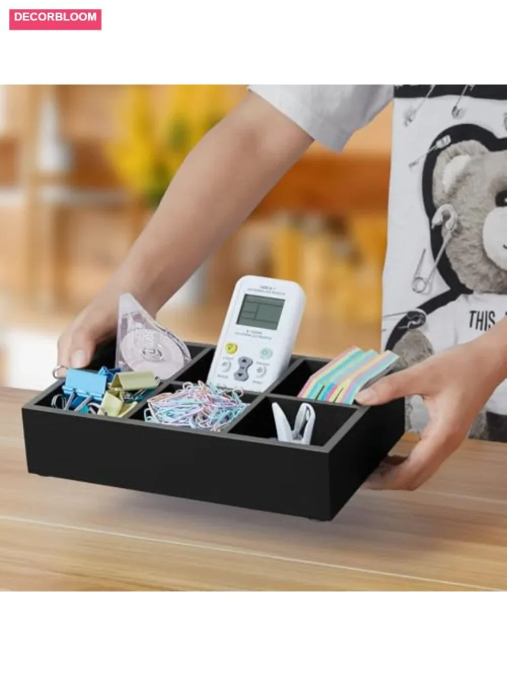 Wooden Tea Bag Organizer, 6 Compartment Tea Storage Box, Drawer Organization
